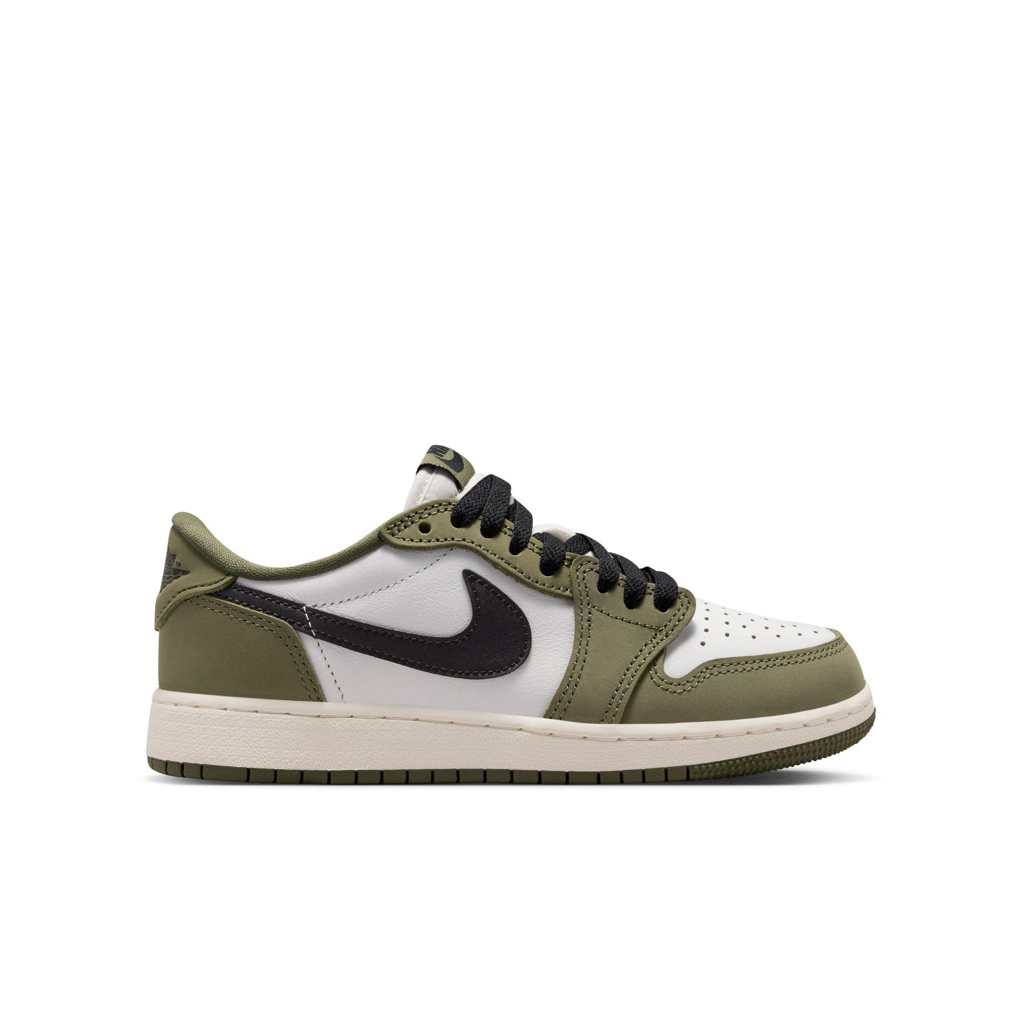 Jordan 1 Retro Low “Medium Olive” Grade School Kids' Shoe